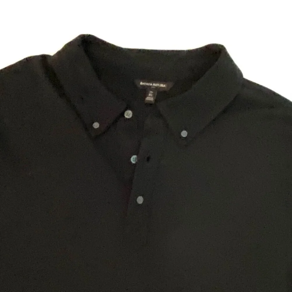 Banana Republic black short sleeve cotton polo top Mens XL Tall classic preppy